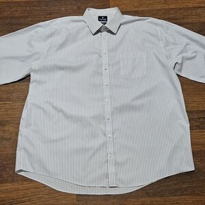 STAFFORD men's non iron dress shirt SIZE 19x39 COLOR PURPLE pin Stripe LXXL5